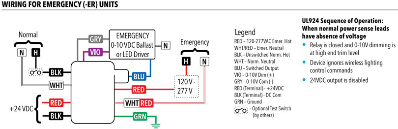 Wiring for ER Units showing traditional ALCR with dedicated normal power sensing circuit